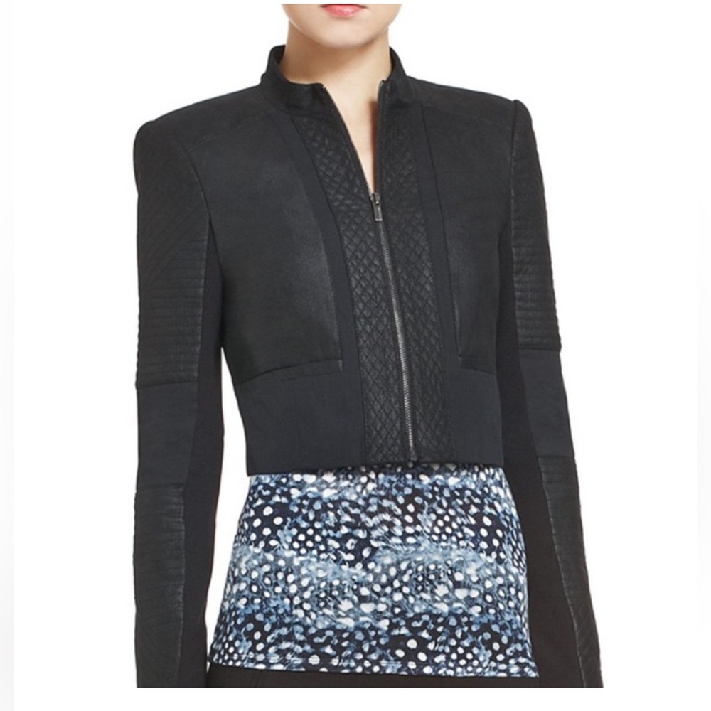 BCBGMaxAzria Joshua Black Textured Cropped Jacket